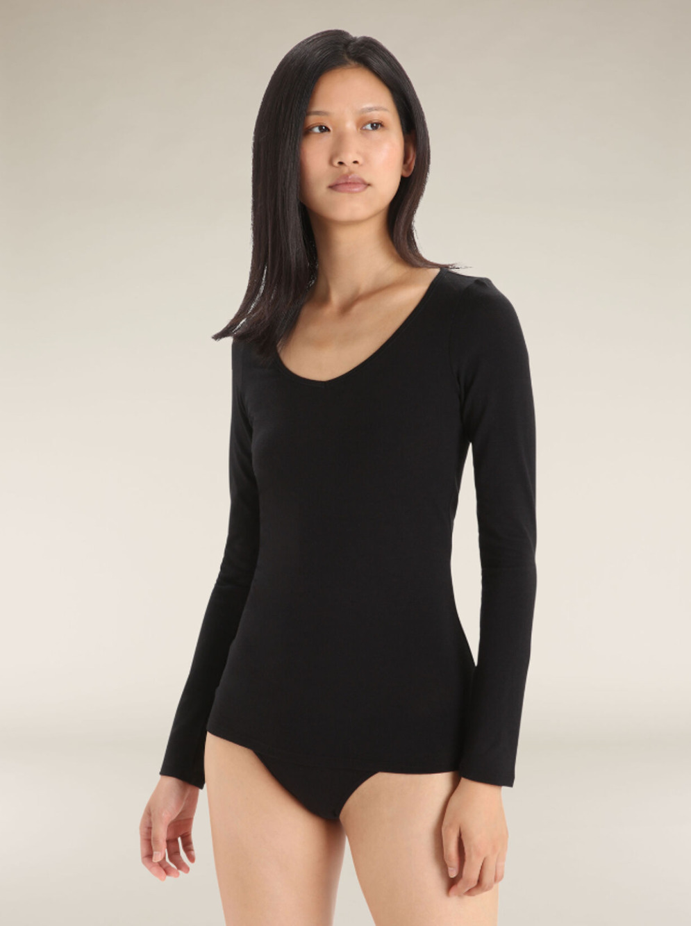 ICEBREAKER Women's Merino 150 Siren Long Sleeve Sweetheart Top Large Black NWT